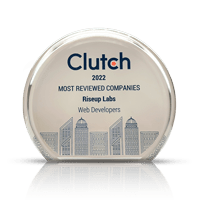 Most reviewed web developer award trophy of Riseup Labs by Clutch