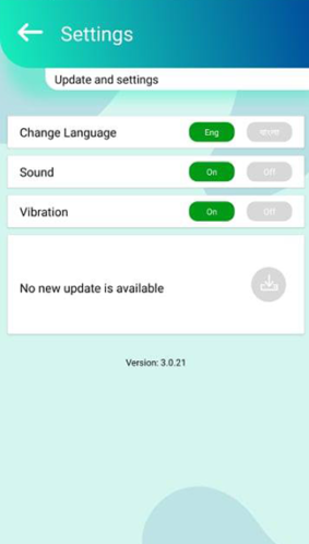 Update and Settings Buttons