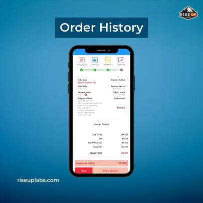 Order history of Red Grocer Delivery app