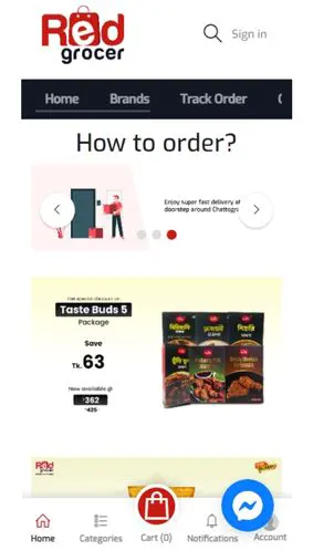Red Grocer mobile app product page screenshot
